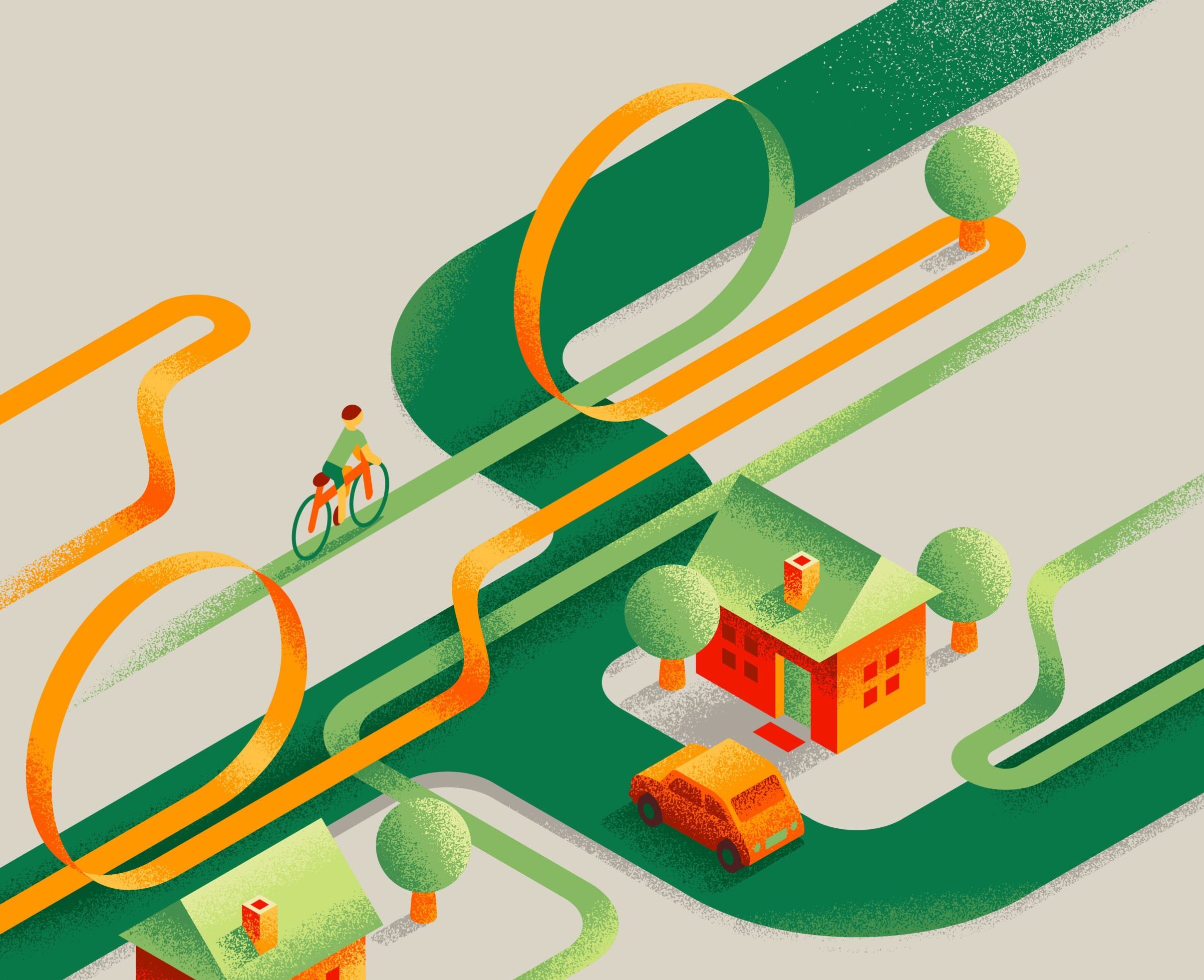 ilustración isometrica caminos